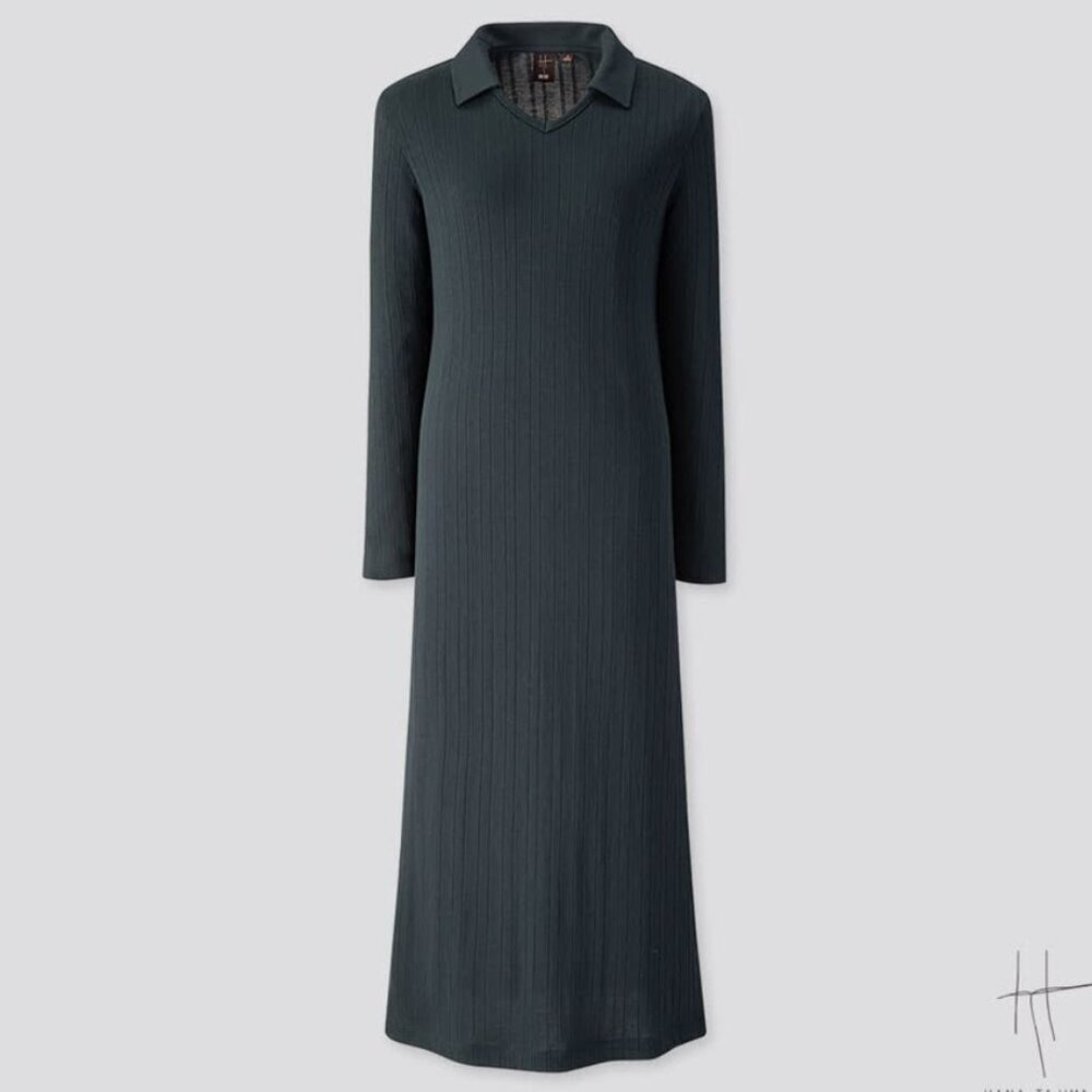 Uniqlo x Hana Tajima Collab Ribbed V-Neck Dress